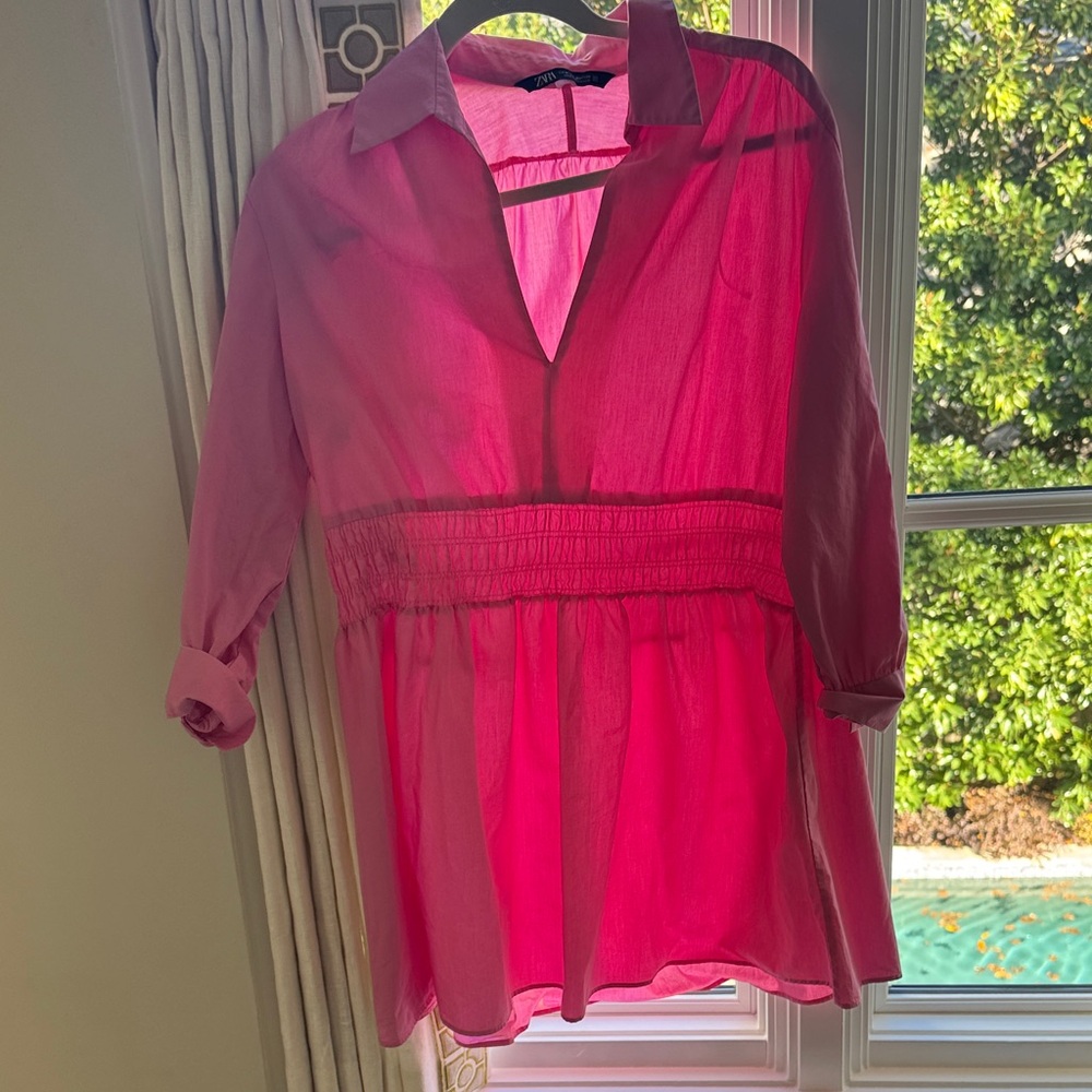 Zara Pink Mini Dress with V-Neck
